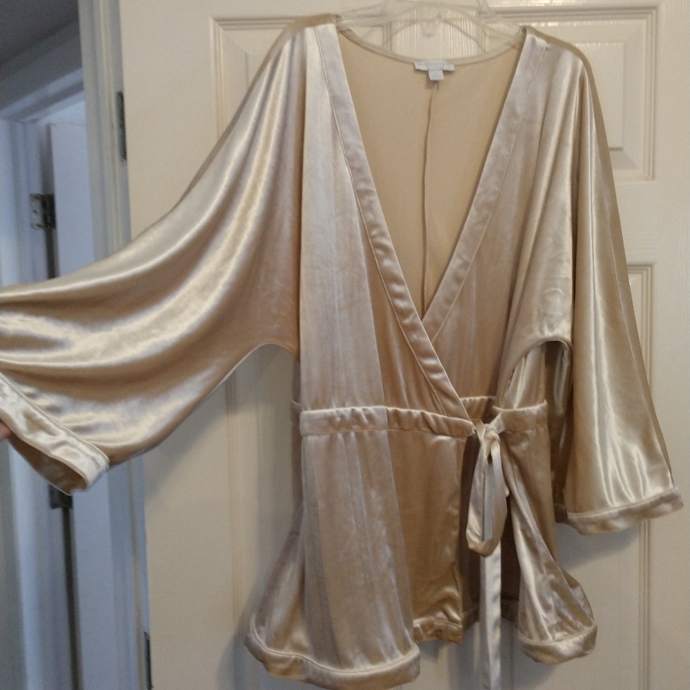 NY&Co cream velvet wrap top